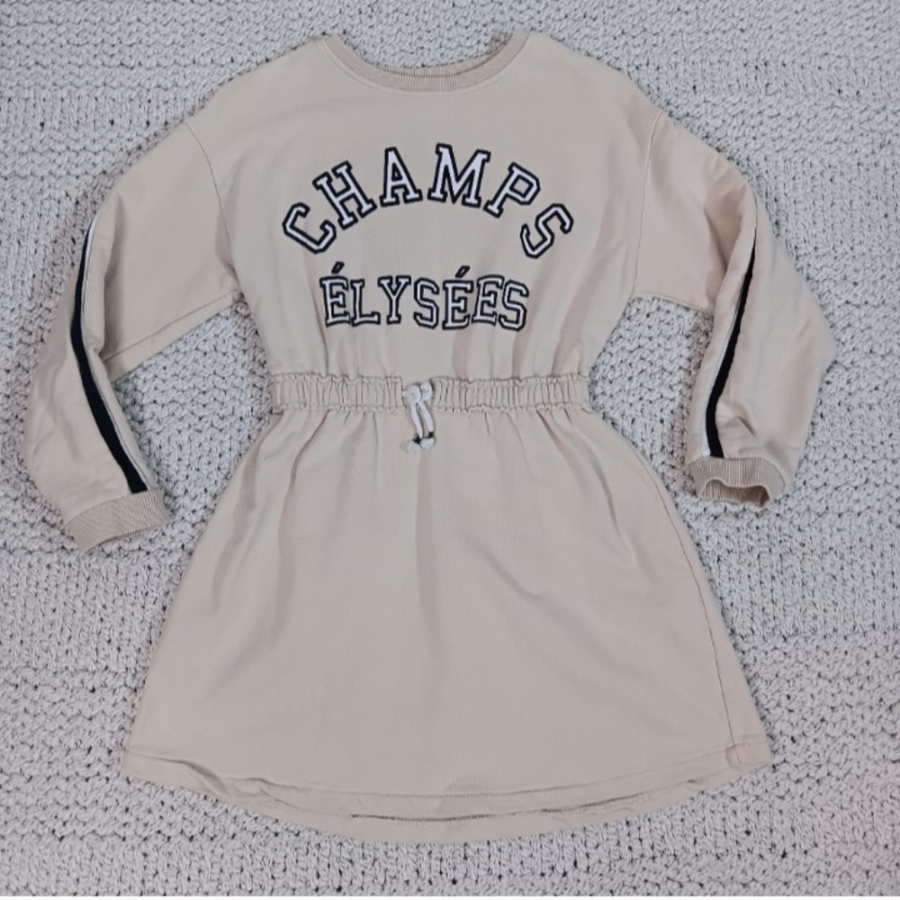Zara Girl Cream Long Sleeve Sweatshirt Dress